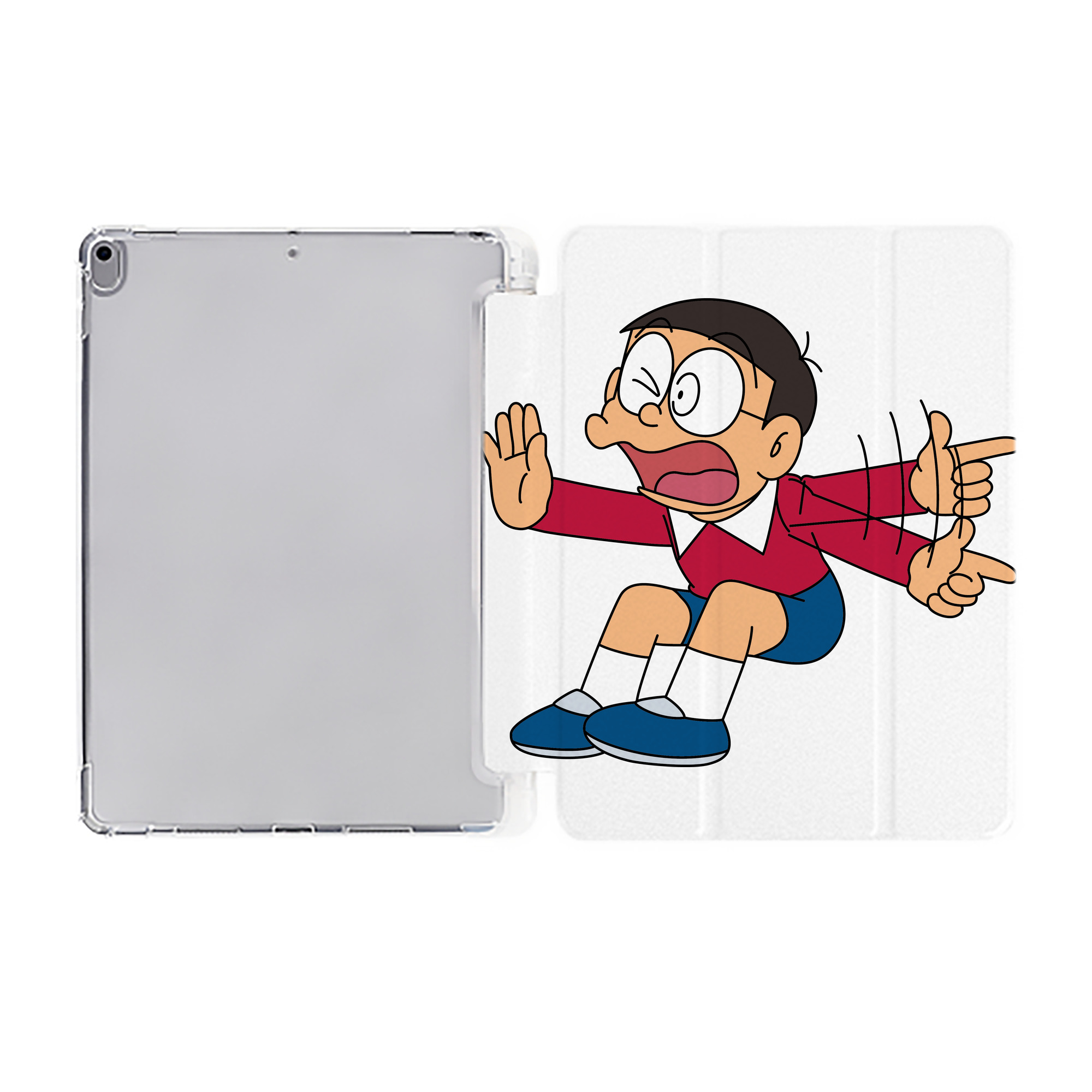 （画像用） ドラえもん 野比 のび太 Doraemon Nobita Nobi IPad ケース ペン収納付き 三つ折りスタンド PUレザー×シリコン 対応機種9.5/10.5/10.9インチ